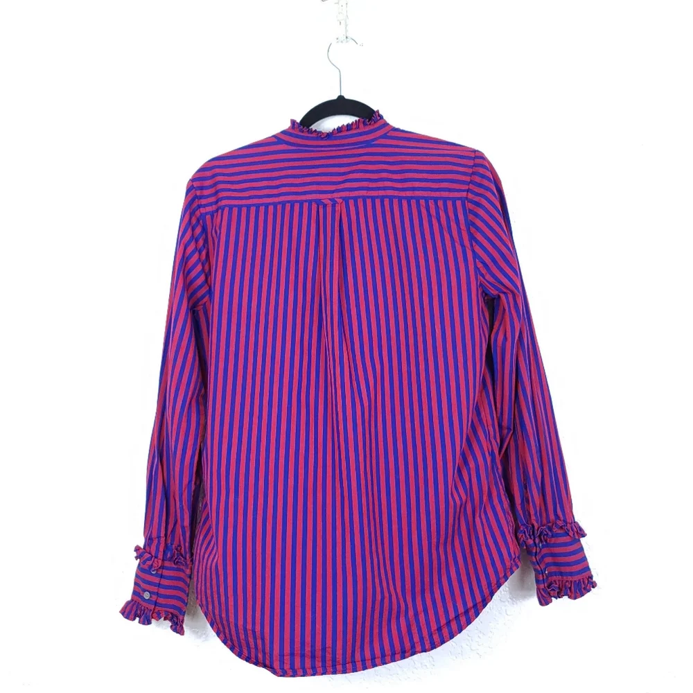 J.CREW Ruffle-Trim Tuxedo Shirt In Stripe